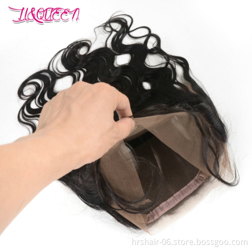 Wholesale virgin indian deep wave human hair cheap nature color 360 lace frontal closure with bundles